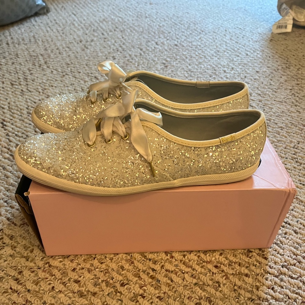 Like New White Sparkle Keds- Bridal!